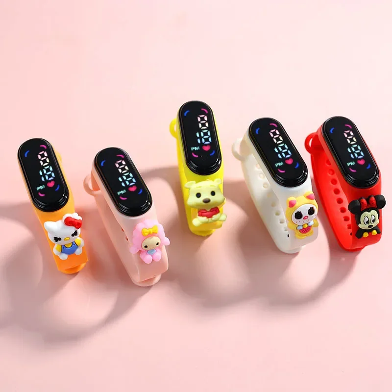 New Disney Frozen Princess Mickey Mouse Avengers Spiderman LED Kids Sports Touch Cartoon Electronic Watch Boys Girls Toys Gifts