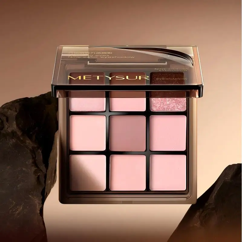 Metysur 9 couleurs fard à paupières Palette mat miroitant poudre Fine terre marron facile à appliquer maquillage des yeux