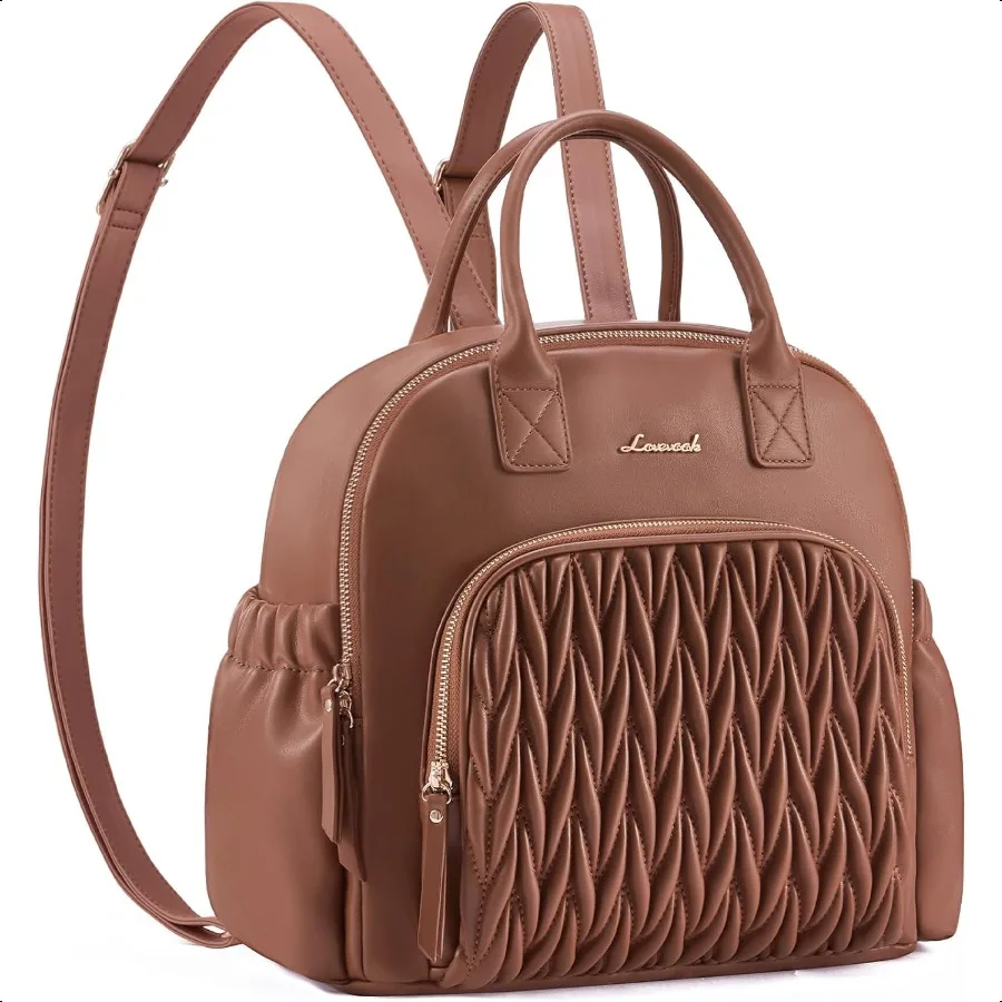 

LOVEVOOK Diaper Bag Backpack Mini Leather Diaper Backpack Quilted Stylish Waterproof Baby Diaper Bags with Insulated Pockets fo