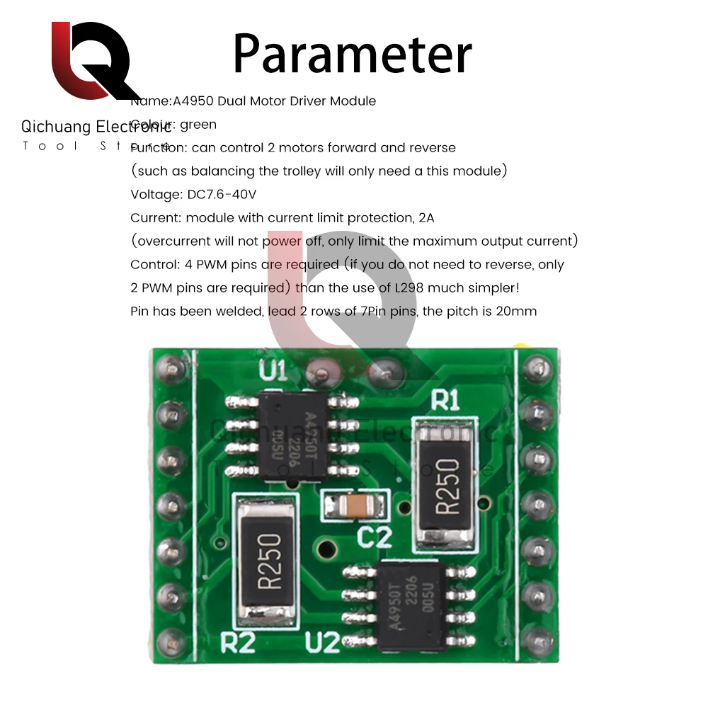 1Pcs DC7.6-40V A4950 Dual Motor Drive Module Performance Super TB6612 DC Brushed Motor Driver Board for arduino