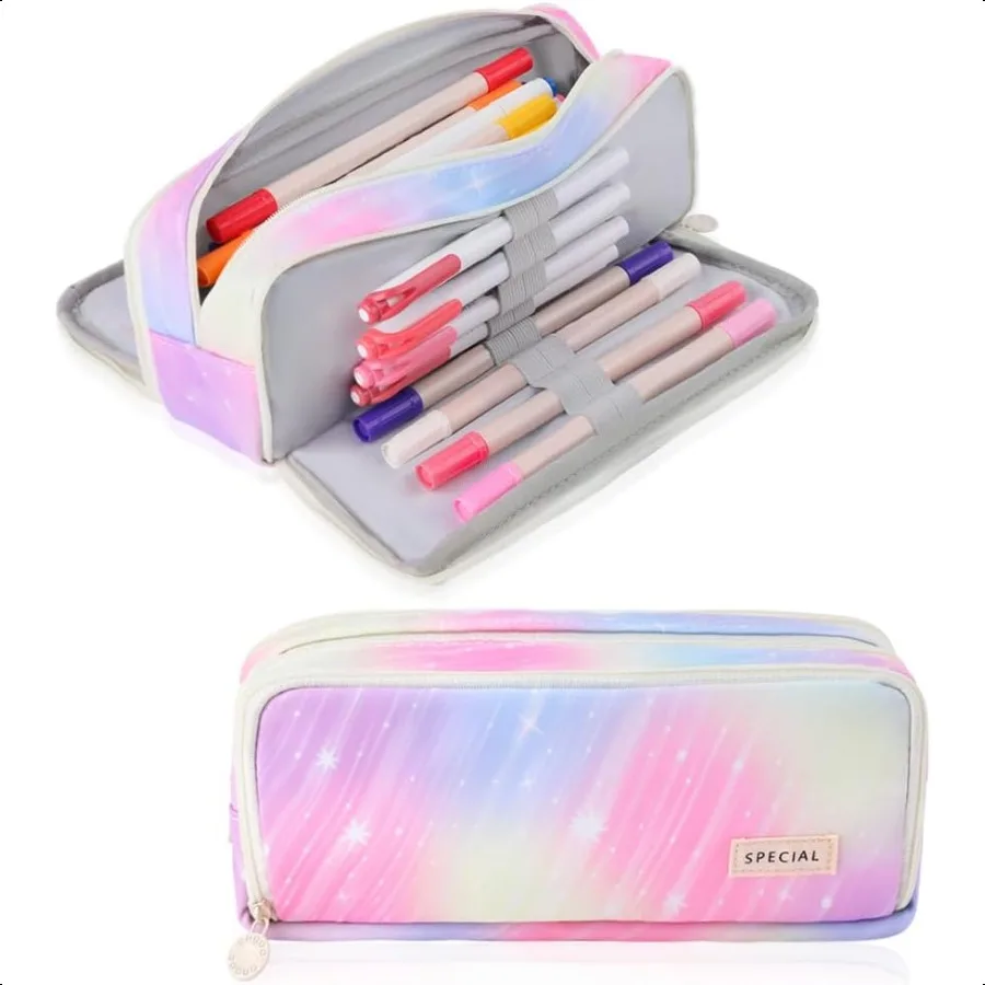 مقلمة كبيرة مكونة من 3 مقصورات وحقيبة أقلام رصاص ذات سعة كبيرة للفتيات المراهقات والأولاد والطلاب ومنظم أكسفورد