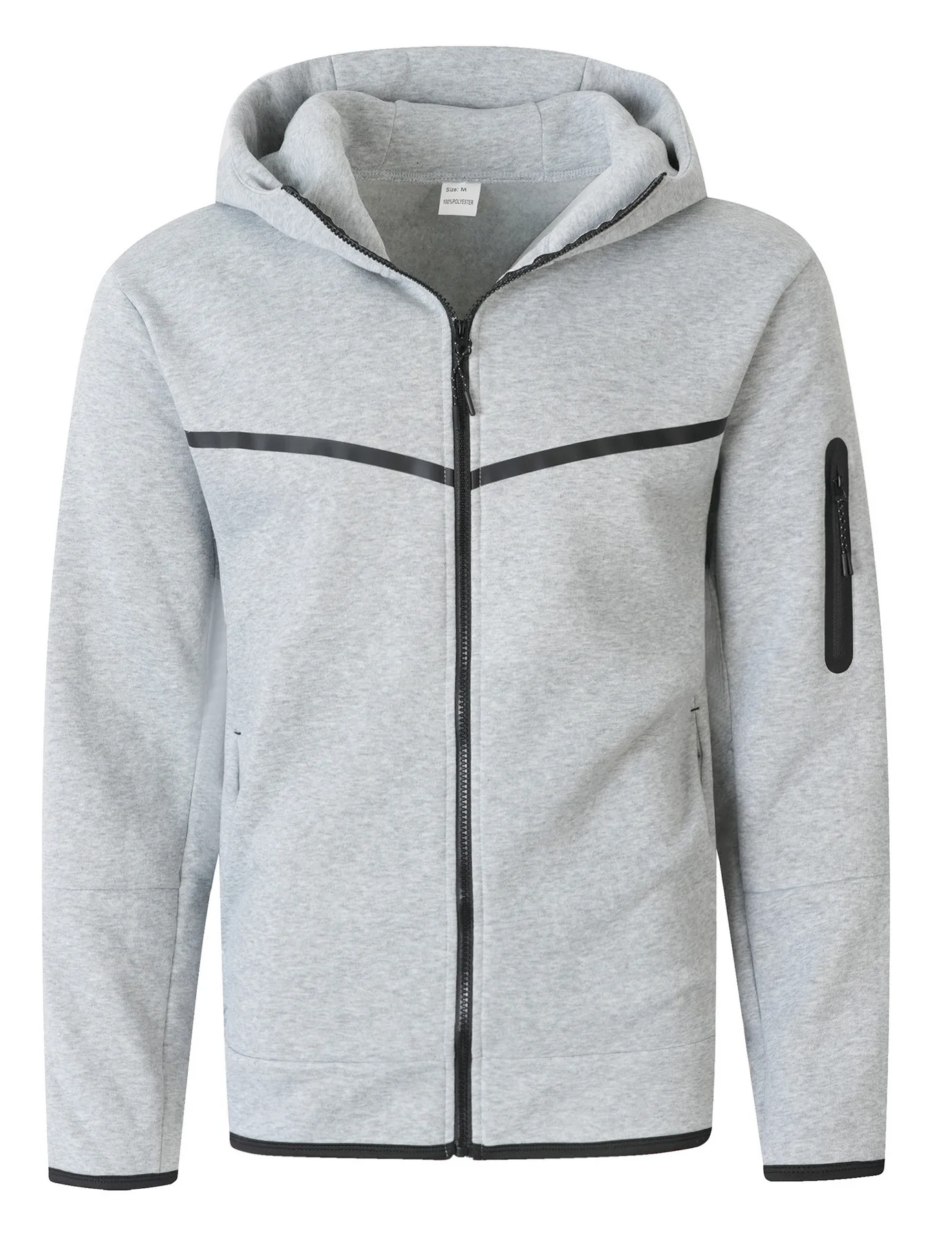 2-teiliger Herren-Sportanzug für Frühling und Herbst, Kapuzenjacke mit Reißverschluss und Jogginghose, lässiger Alltags-Sportanzug für Männer im Freien – Detail 5