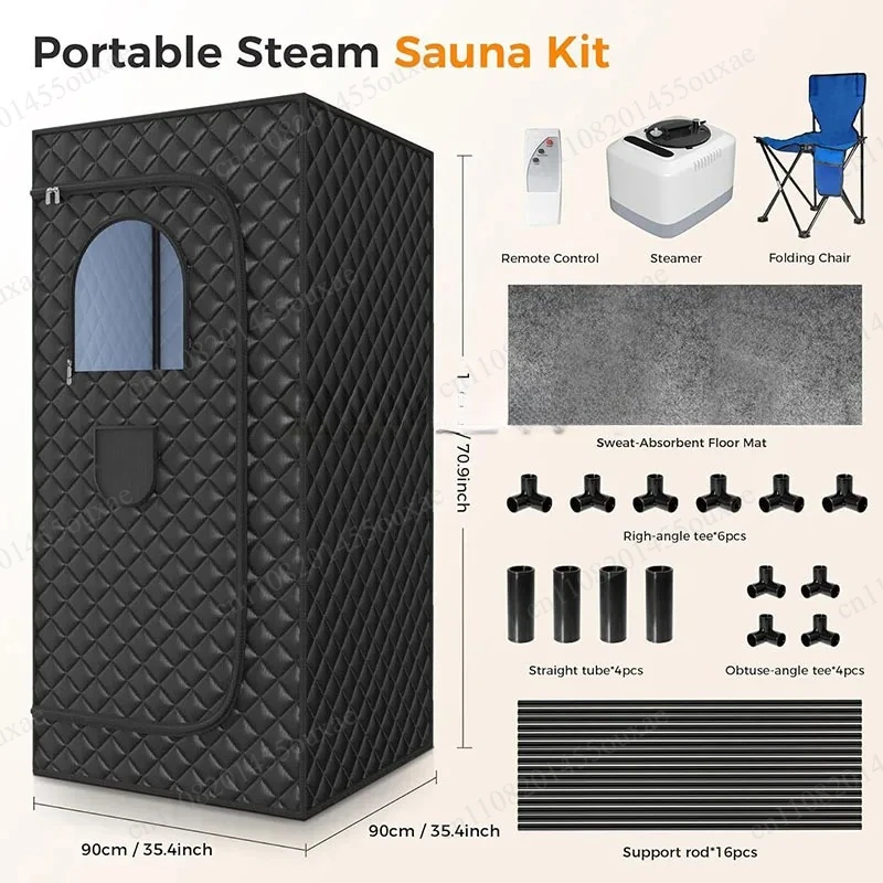 Portable Full Body Steam Sauna Tent Indoor Home SPA Personal Sauna Room with Folding Chair Remote Control for Temp&Time Setting