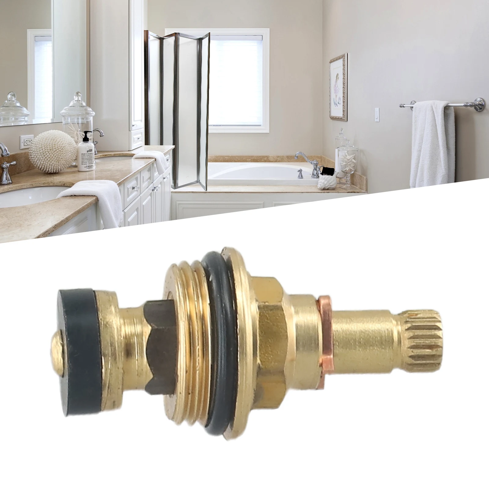 Brass Spool for Manual Hot Cold Water Valve Assemblies Designed for G1/2 For BSP Connections and Standard 20 Tooth Cartridge Use