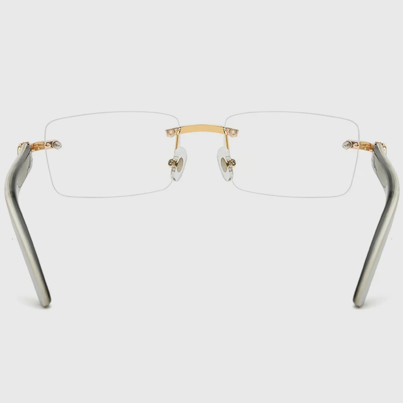 White Diamond Natural Black Horn Legs Men frame 0015 Women frameless optical glasses can be customized lenses and engraved LOGO