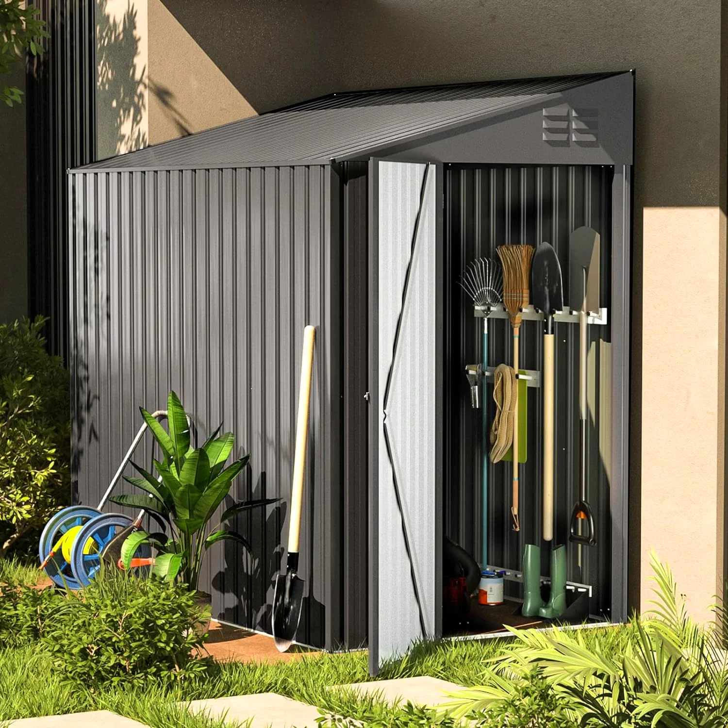 Outdoor tin room Outdoor courtyard Tool room Assembly Removable temporary sundries storage Simple color steel storage room