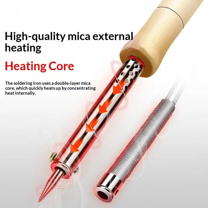 220V 30W To 100W Wood: Handle Mini Soldering Iron Adjustable Temperature Electric Hand Tool
