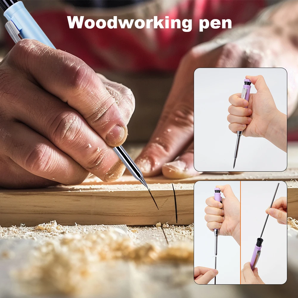 New Creative 2.8mm Deep Hole Woodworking Pencil Set, Carpenter Marker Pencil for Engineering Architect Drawing Scribing Tool