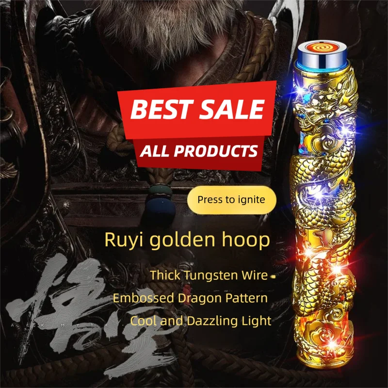 HLCHJ-056， Creativity, Flash, Golden Hoop, Charging, Blow, Fire Fold, Mini, Portable, Collector, Lighter