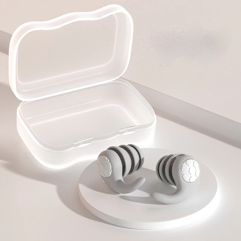 2025 New Grey 1 Pair Soft Silicone Earplugs Noise Canceling Comfortable Fit for Sleep Swimming Creating A Silent Environment