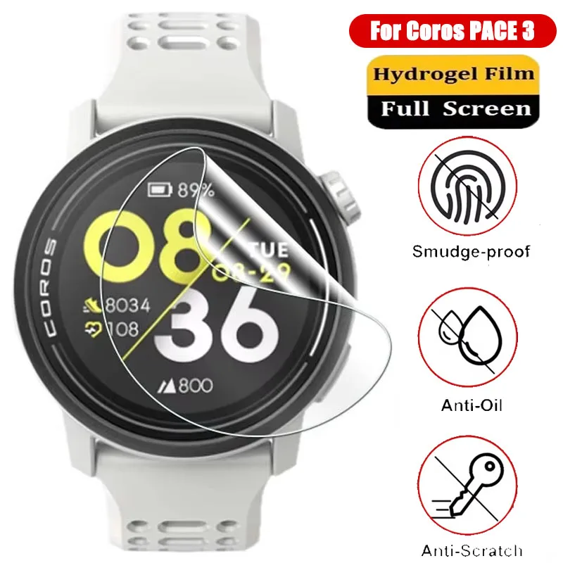 HD Clear Soft Film for Coros PACE 3 Smartwatch Screen Protector Accessories for Coros Pace 3 Full Cover Protective Hydrogel Film