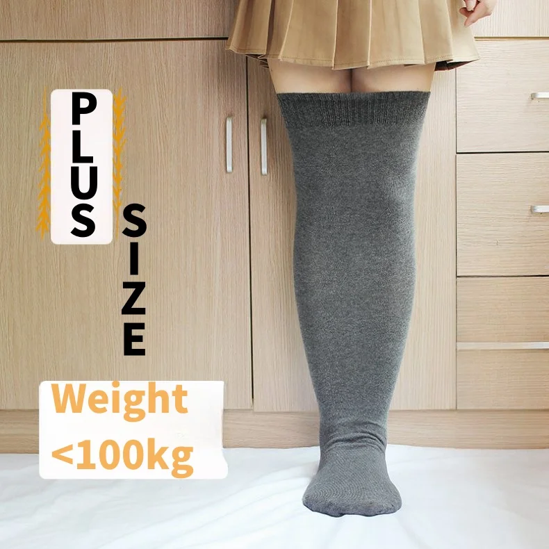 

Plus Size Ladies Striped Long Socks Over Knee Thigh High Cosplay White Sock Large Black Stockings for Overweight Women Girls