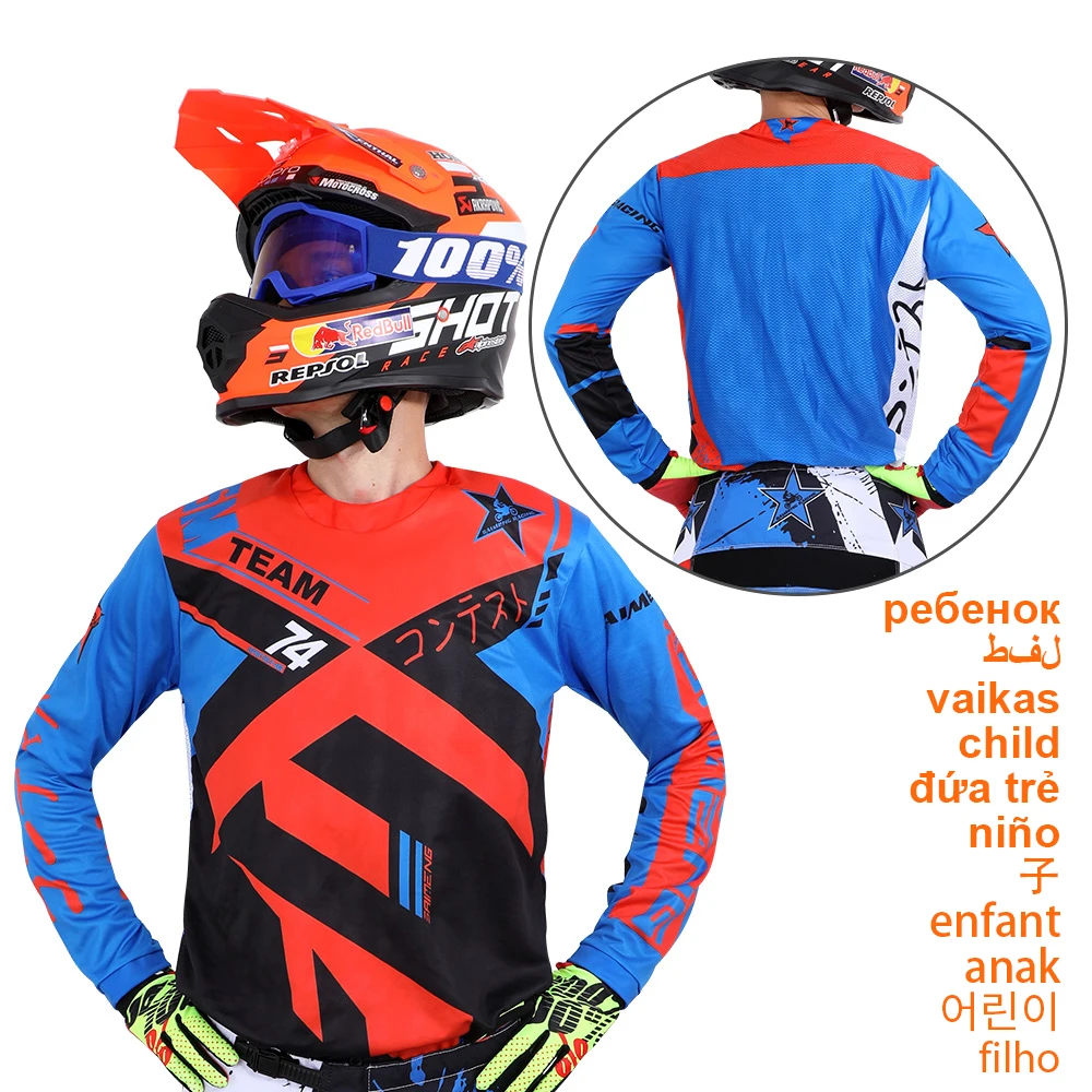 Motocross Shirt MTB Downhill child jersey enduro cycling mountain santa DH maillot ciclismo big boy motorcycle cycling jersey