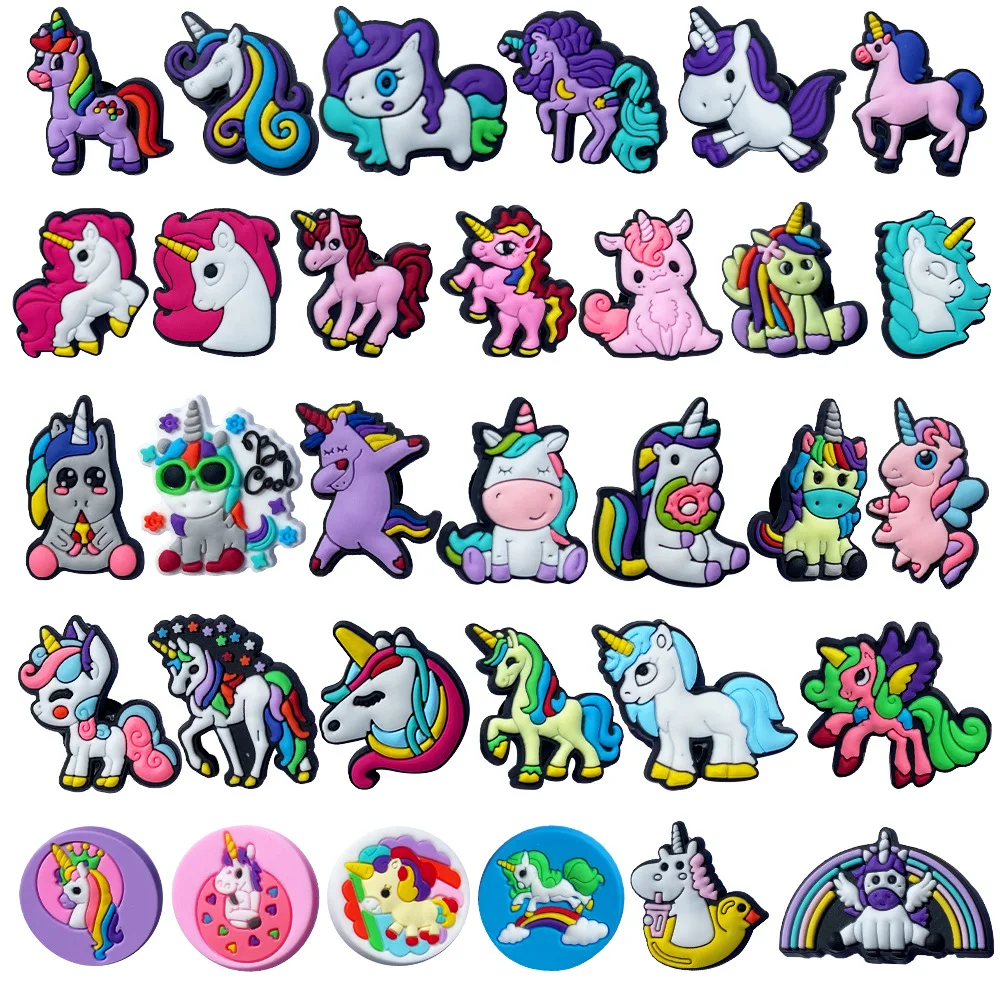 

6-100Pcs Unicorn Series Shoes Charms PVC Shoe Bag DIY Charm Accessories Used for Various Cave Derivatives Boy Girl Party Gift ﻿
