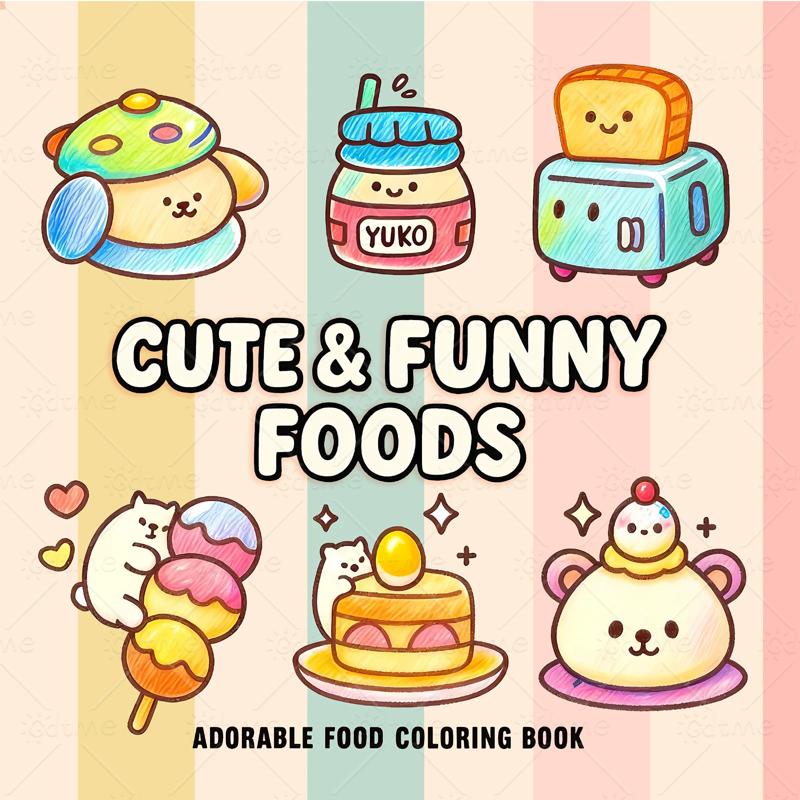 CUTE & FUNNY FOODS Bold-easy Patterns Coloring Book for Adults Cute Drawing Book Perfect Gift for Party and Birthday