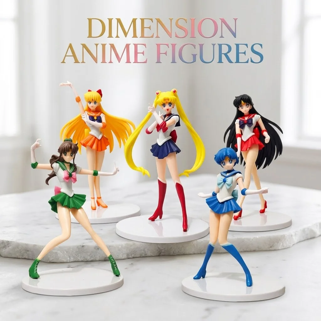 5Pcs Large Standing PVC Anime Figure Sailor Moon Team Tsukino Usagi Cartoon Figurine Desk Car Ornament Model Gift Toy