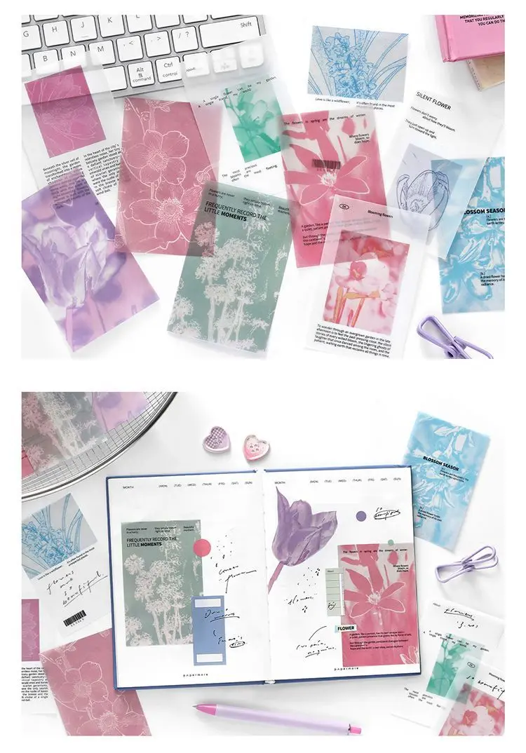 Chaoyu Ins-Style Halbtransparentes Schwefelsäurepapier Journal-Material Hintergrundpapier Hochästhetisches Nicht-Klebendes Vintage Notizpapier – Detail 9