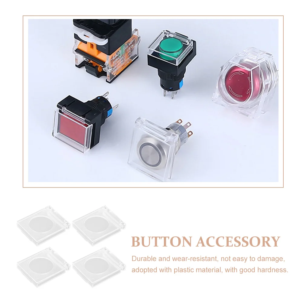 

4pcs Emergency Stop Button Cover Transparent Wear-Resistant Plastic Protector For Switch Alarm Dust-Proof Waterproof Accessory