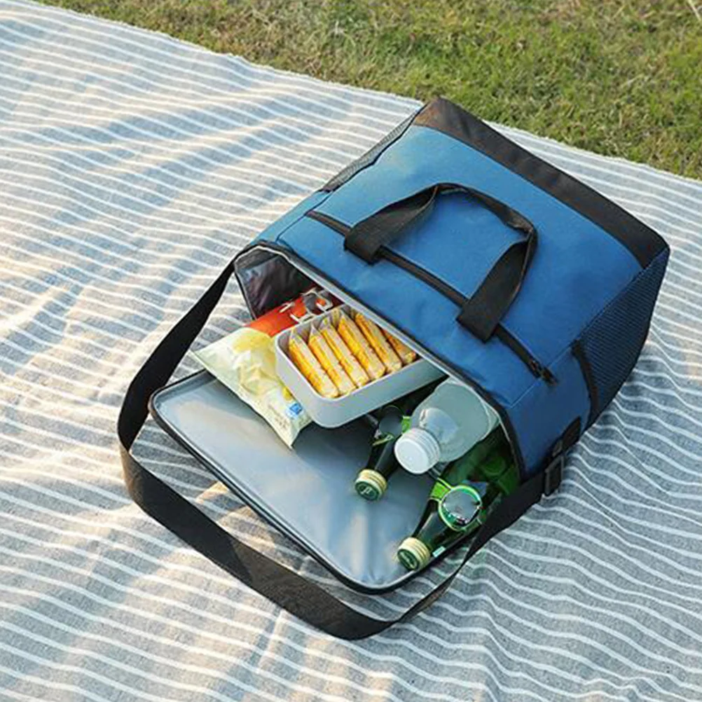 

16L Thermal Insulated Picnic Tote Bag Dark Blue Food Storage Cooler Bag Waterproof Wear Resistant for Outdoor Camping Bbq