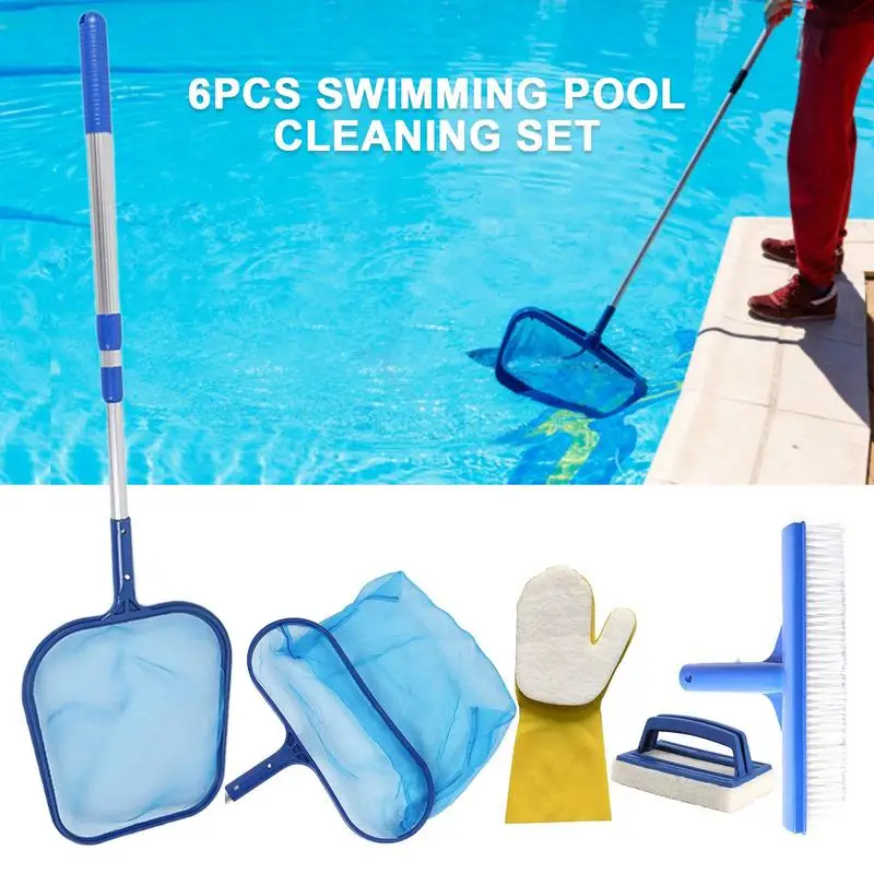 

6PCS/Set Leaf Skimmer Swimming Pools 120CM Skimmer Net Rubbish Cleaning Rake Leaf Mesh Deep Bag SPA Pond Leaves Cleaning Net