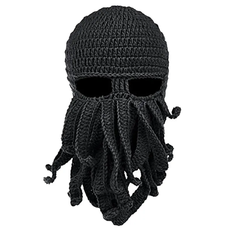 Octopus Beard Hat Halloween Headgear Winter Warm Knitted Wool Ski Mask Novelty Funny Party Squid Skullies Beanie Gifts