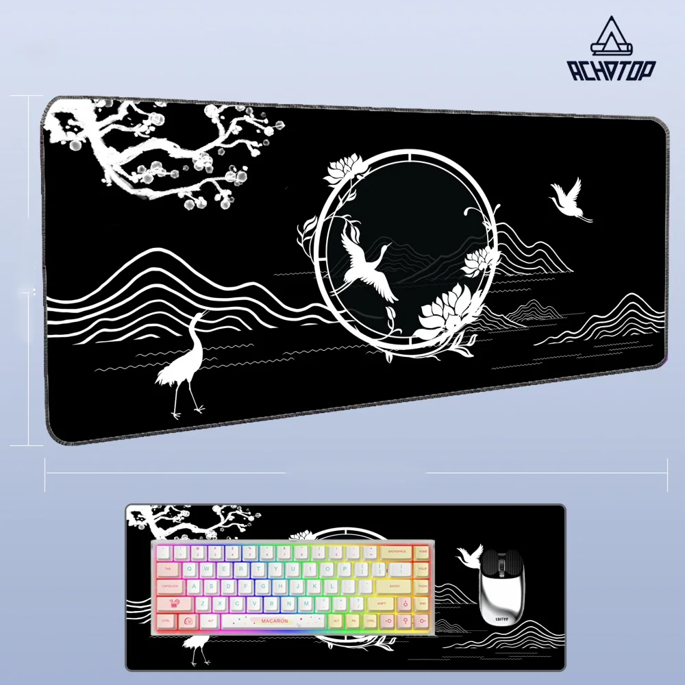 

Игровой коврик для мыши Gold Gaming с закрытыми краями, увеличенный, большой, с китайским аниме-дизайном, розовый, для настройки рабочего стола, геймерский коврик XXL