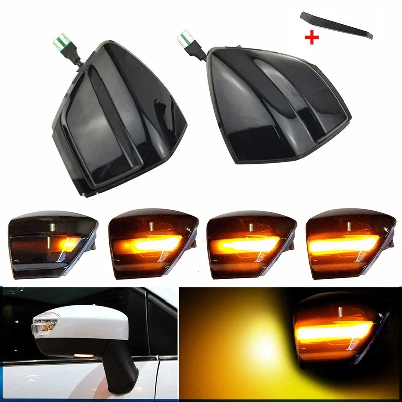 

2PC For Ford S-Max C-Max Kuga C394 12V Rear Dynamic LED Car Side Mirror Repeater Indicator Amber Plastic Light Accessories