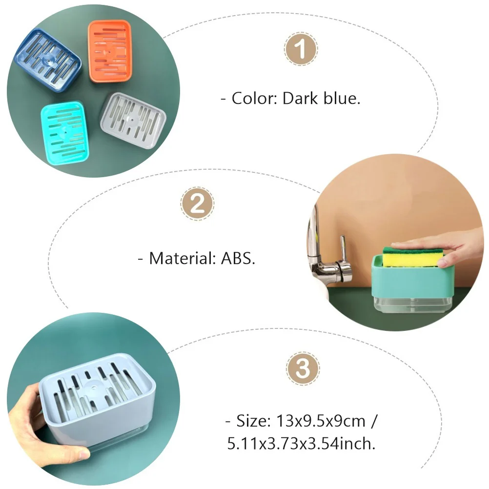 2 قطعة موزع مضخة الأطباق مع حامل الإسفنج يد واحدة الصحافة موزع الصابون السائل بالوعة المطبخ التوقف الصابون إعادة الملء فتح واسع #6