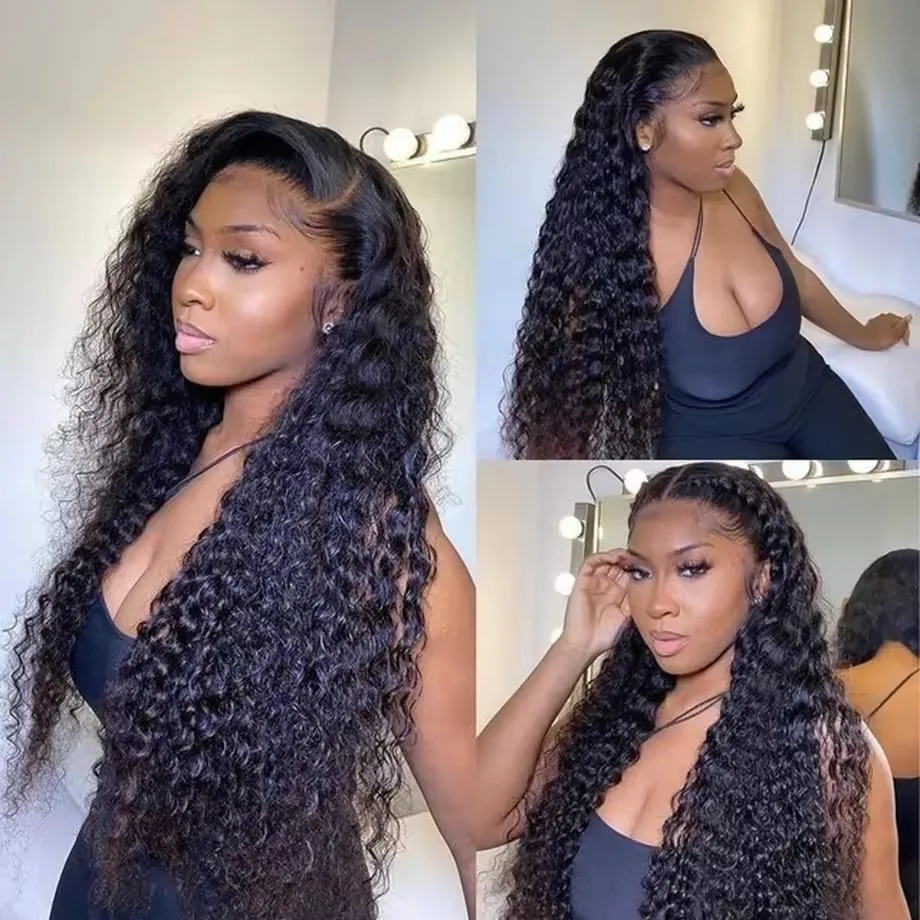 

Put on and Go Human Hair Cuticle Aligned Hair Pre Pluck Curly 5*5 Deep Wave Lace Front Wigs 100% Human Hair Lace Closure Wigs