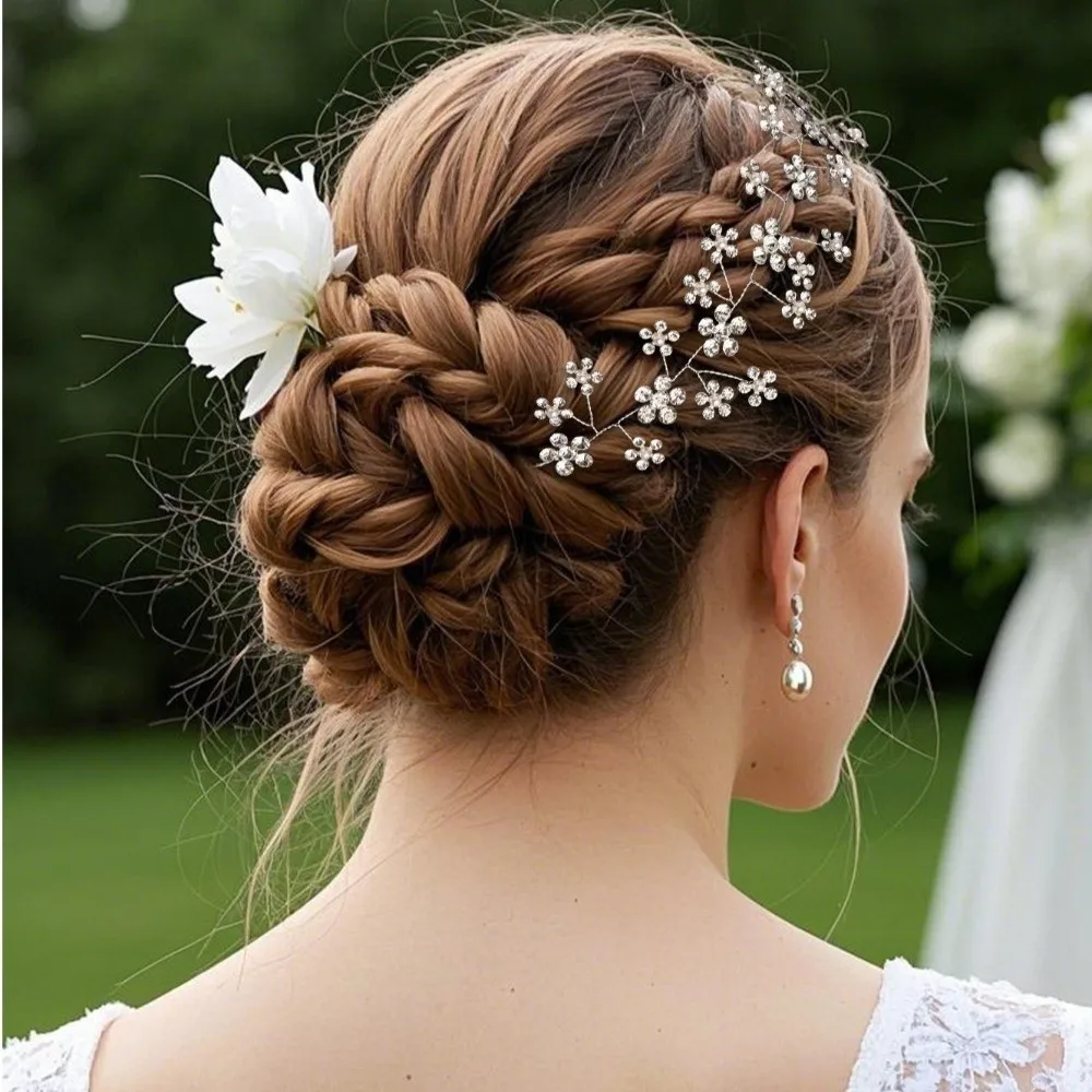 

Изысканный свадебный головной убор с цветами и стразами, бисерное украшение для фотосессий, ручной работы, сверкающие свадебные аксессуары для волос для женщин