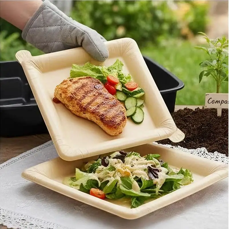 Food Grade Disposable Paper Plate 20Pcs/Bag Water Oil Proof Heat Resistant For Camping Outdoor Home Party Table Supply