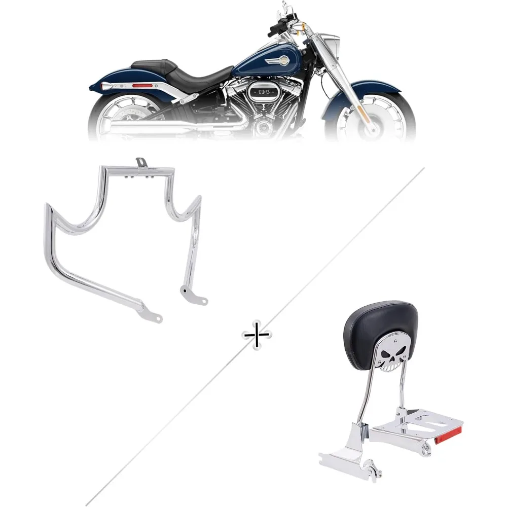 

Bundle Sales-Engine Guard and Sissy bar for Harley Davidson Softail FL Deluxe Fat Boy Slim Heritage Springer Classic Cross Bones
