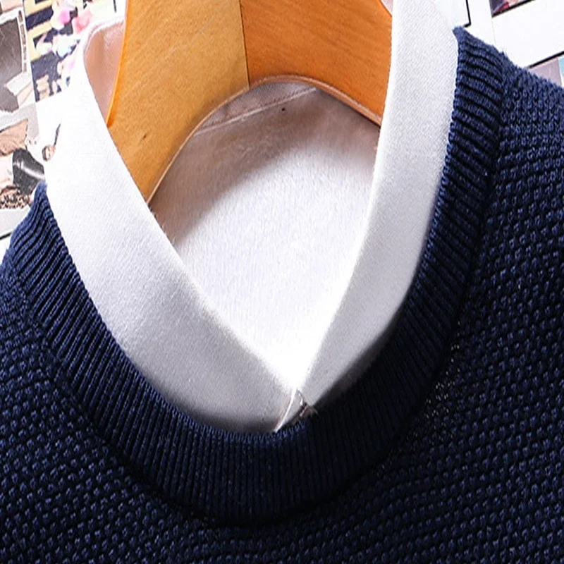 Осенний повседневный мужской свитер, тонкий лоскутный свитер больших размеров, мужской вязаный пуловер, свитер 2025 года, новый хлопковый черный свитер с круглым вырезом, мужской 3XL