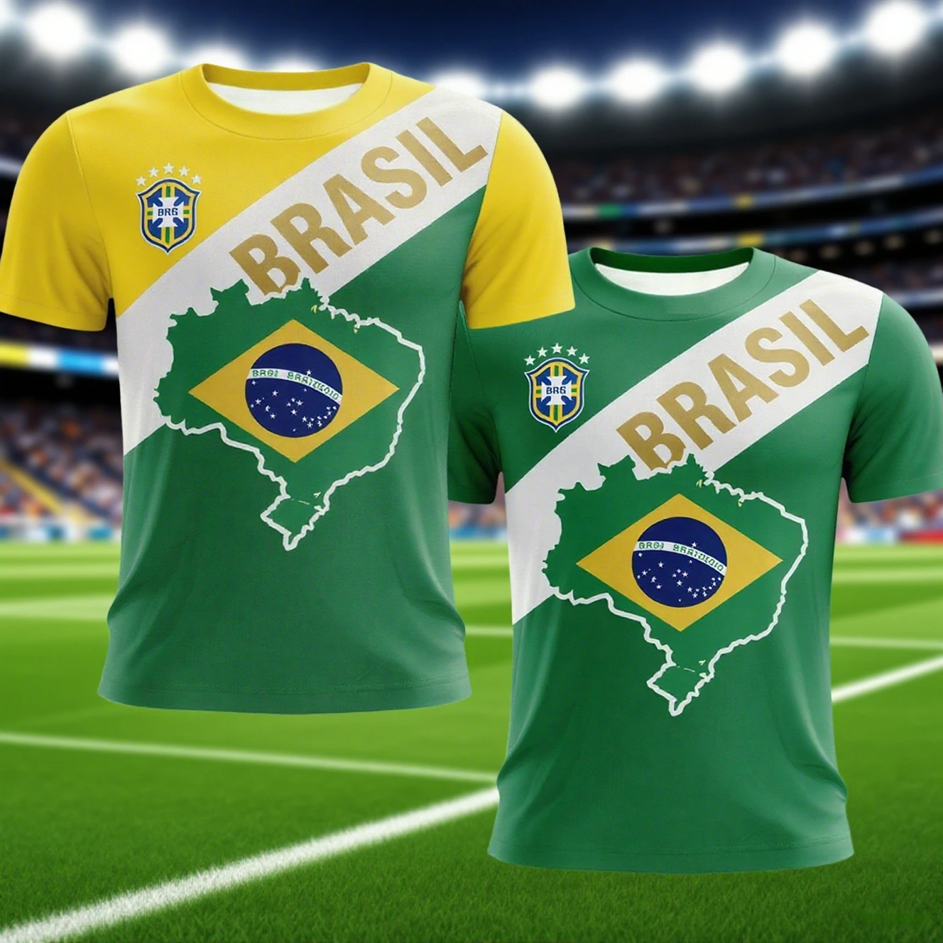 

Latest Brazil Team Training Short Sleeved T-shirt for Quick Drying Breathable Children's Fashion Printed Short Sleeved T-shirt