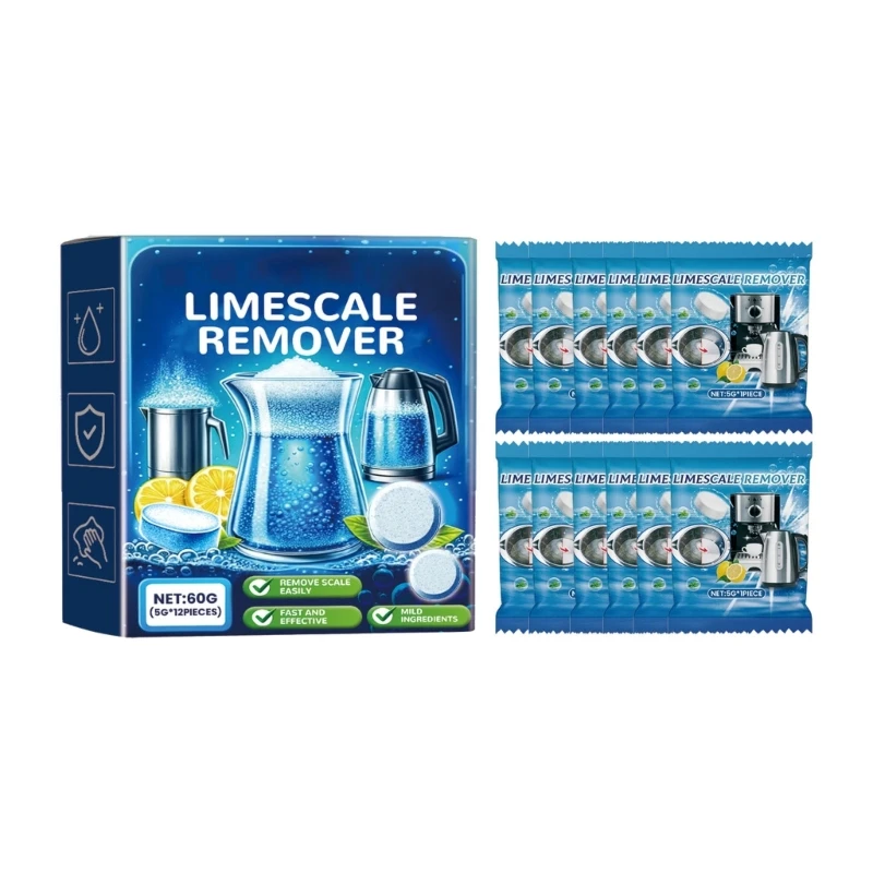 

Kettle Limescale Remover Efficient Kettle Cleaning Table for Kettles and Coffee Machines Quick Dissolving, 12Piece Set