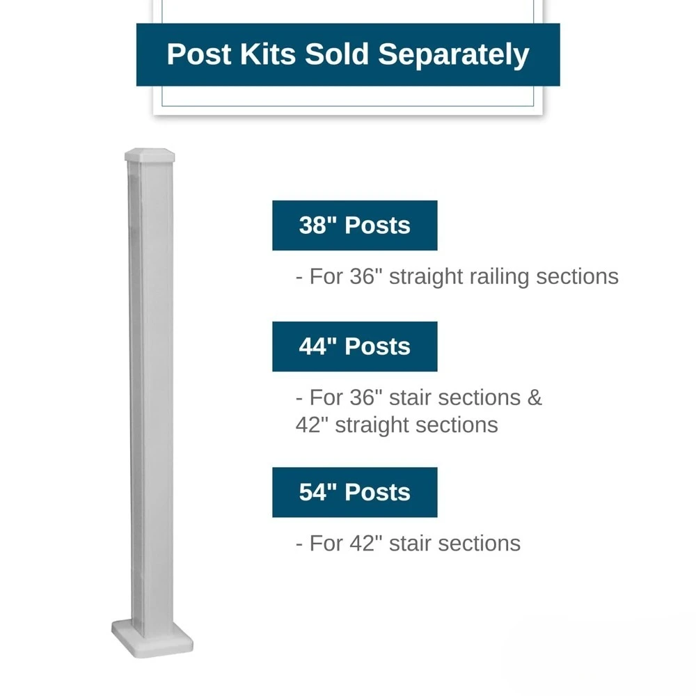 جديد - مجموعة درابزين داخلية وخارجية من الألومنيوم للطوابق والشرفات، مصنوعة بلمسة نهائية متينة ومنخفضة الصيانة باللون الأبيض #6