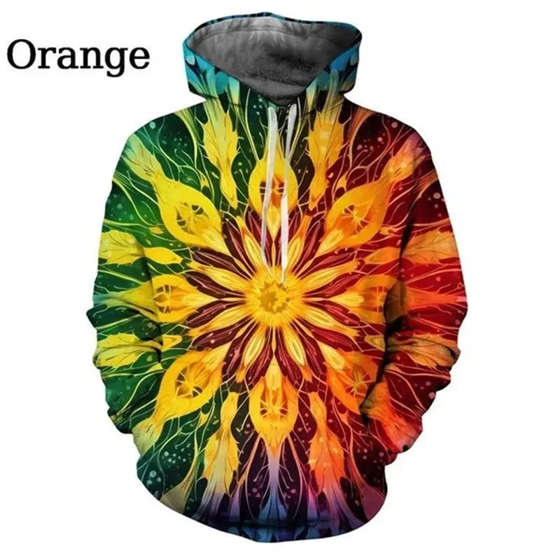 3D Printed Kaleidoscope Hoodie For Men Color Blending Pattern Pullovers Spring Autumn Casual Long Sleeves Hoodies Top Sweatshirt