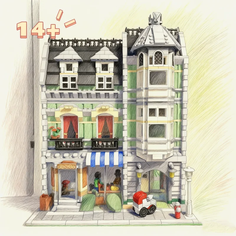 

Big Sale 2352pcs Creator City View Europeanizing Architecture Green Grocer Building Block Model Kids Birthday Christmas Gifts