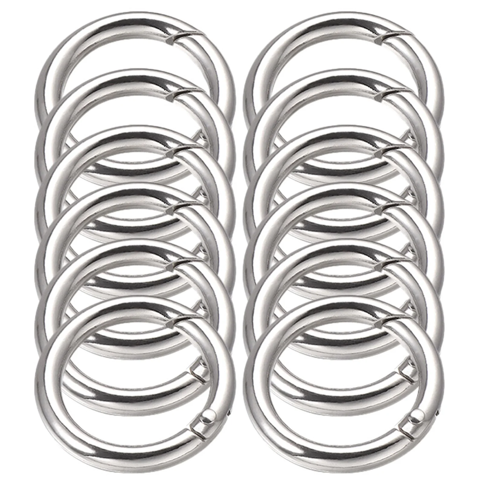 15pcs Zinc Alloy Key Rings Open Jump Split Rings Polished Spring Clips For Diy Jewelry Making Crafts Bag Accessories Round Snap