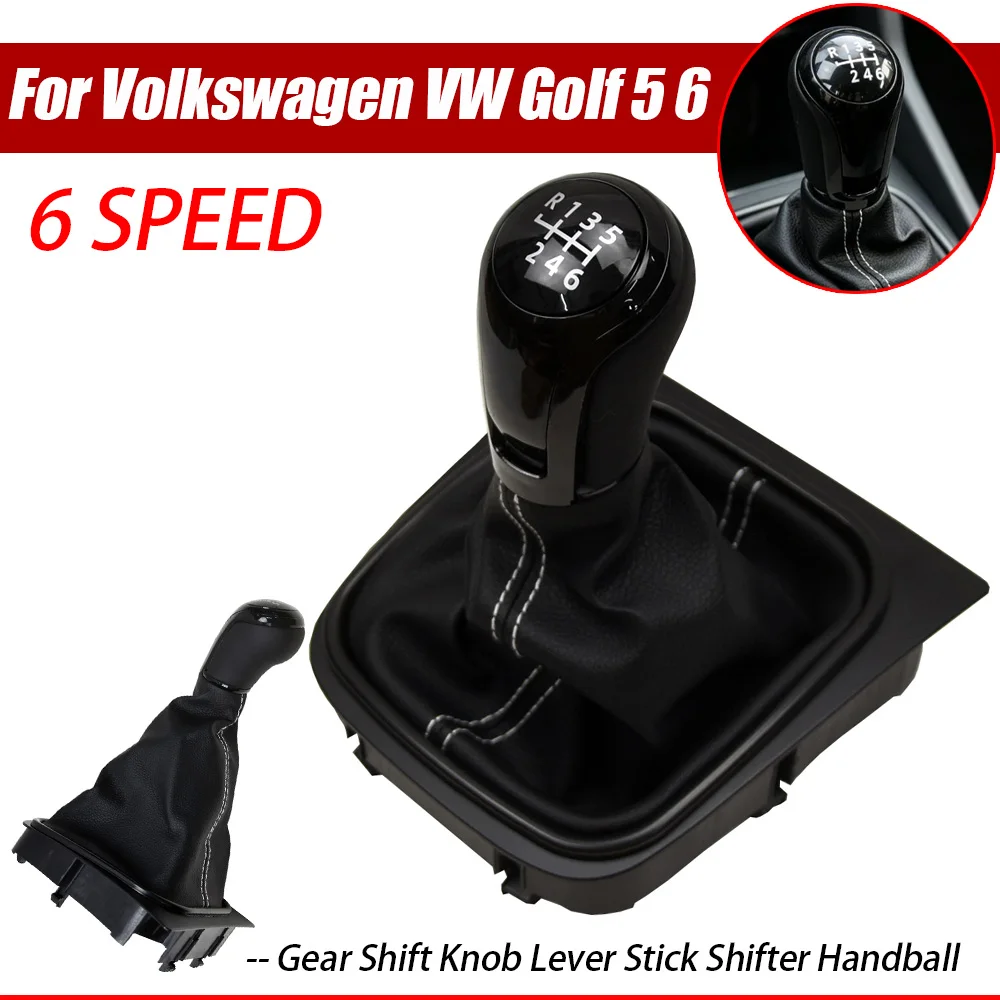 Manual 5 6 Speed Gear Shift Knob Complete Suede Leather Gaiter Boot For Volkswagen VW Golf 5 Golf 6 MK5 MK6 R32 GTI 2004-2009
