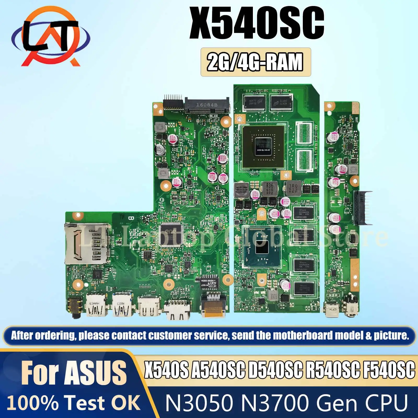 

X540SC Mainboard For ASUS X540S A540SC D540SC R540SC F540SC Laptop Motherboard CPU N3050 N3700 2G/4G-RAM GT810M