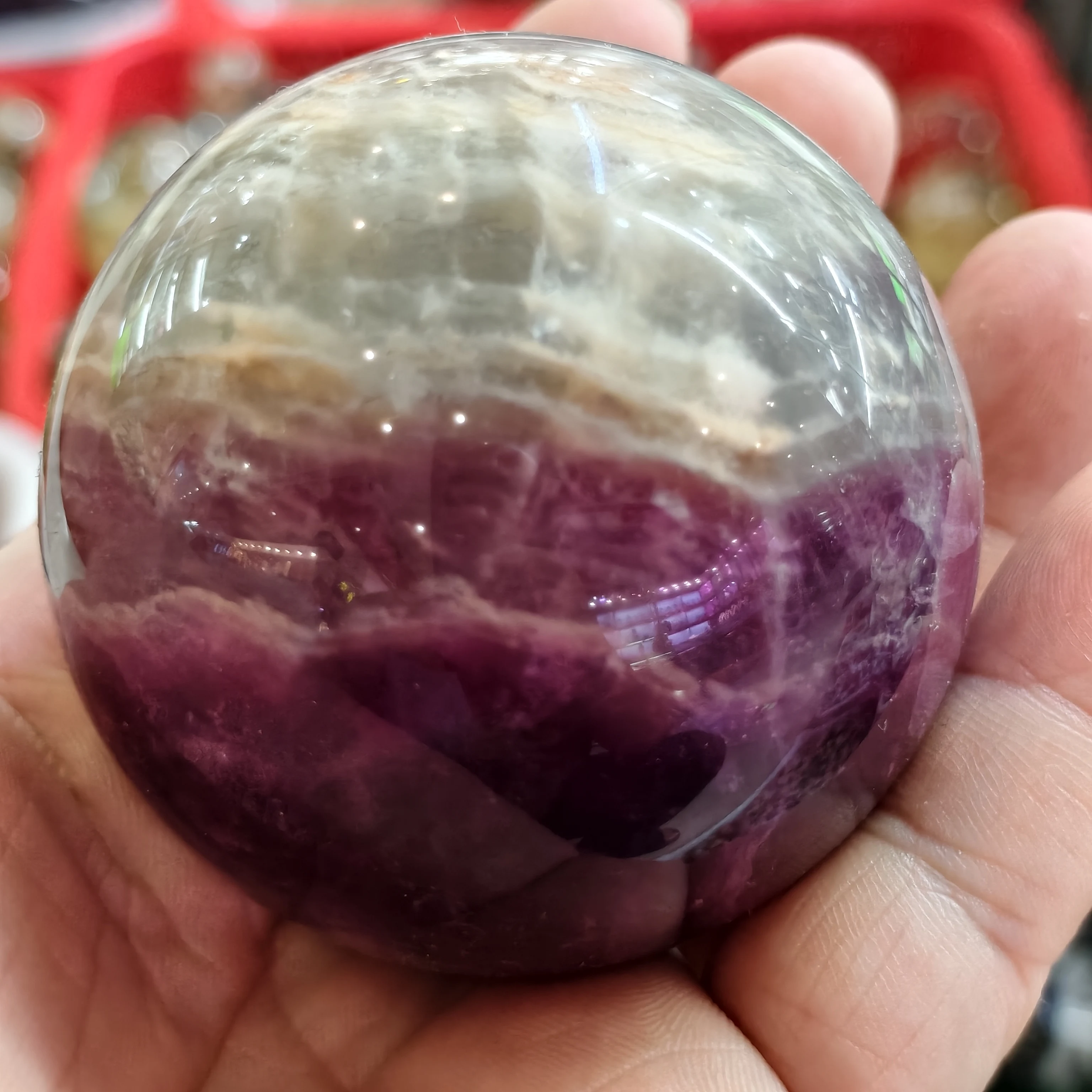 6-8CM 2025 Items Natural Gemstone Purple Fluorite Crystal Ball Reiki Healing Stones Decorative Ornament Quartz Sphere