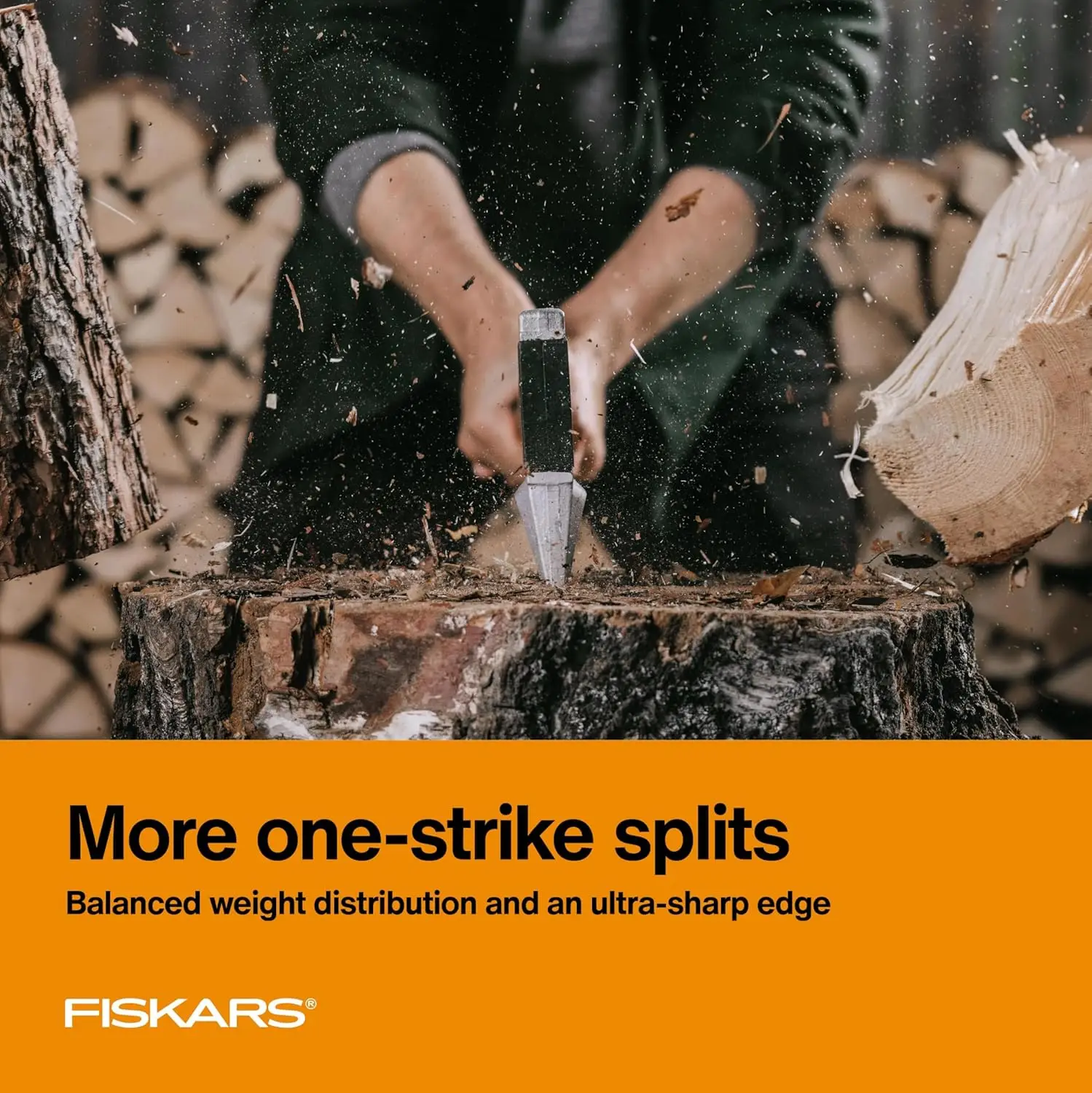 Fiskars X27 Super Splitting Axe, 36" Forged Steel Blade for Medium-Large Logs with Shock-Absorbing Handle
