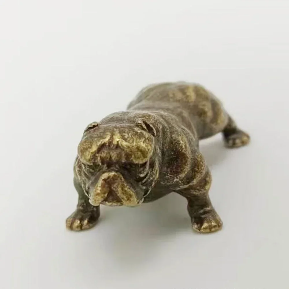 Antique Bronze French Bulldog Miniature Figurines Vintage Brass Handicrafts Novelty Gifts for Home Office Desktop Ornaments