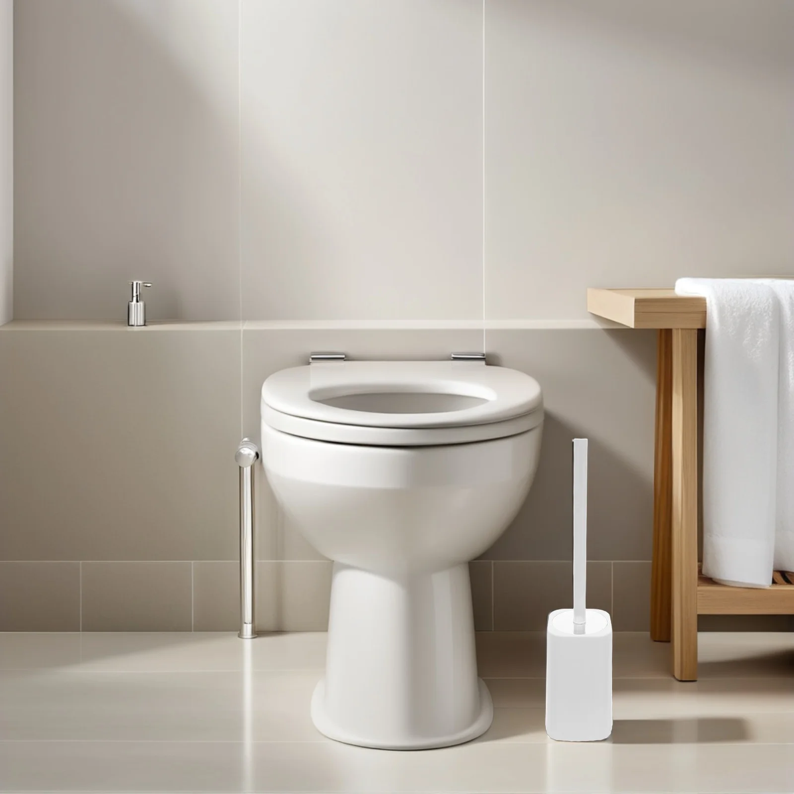 

Wall Mounted Toilet Brush Long Handle Heavy Duty Bowl Cleaner Brush Bathroom Deep Cleaning Hanging Holder