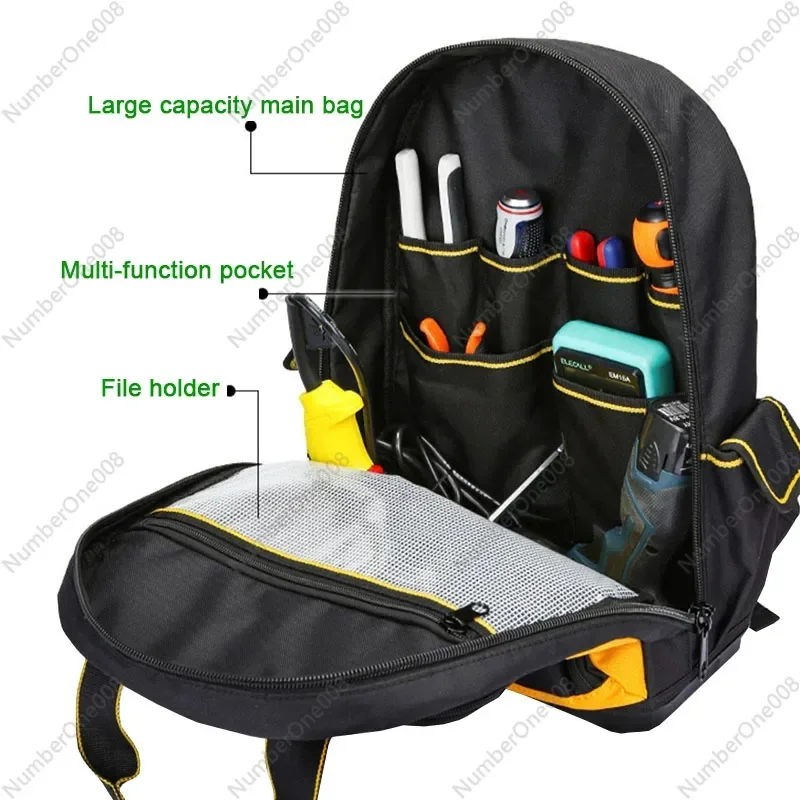 Large Capacity Electrician Tool Backpack Multifunctional Maintenance Installation Portable Canvas Thick Wear-Resistant Backpack