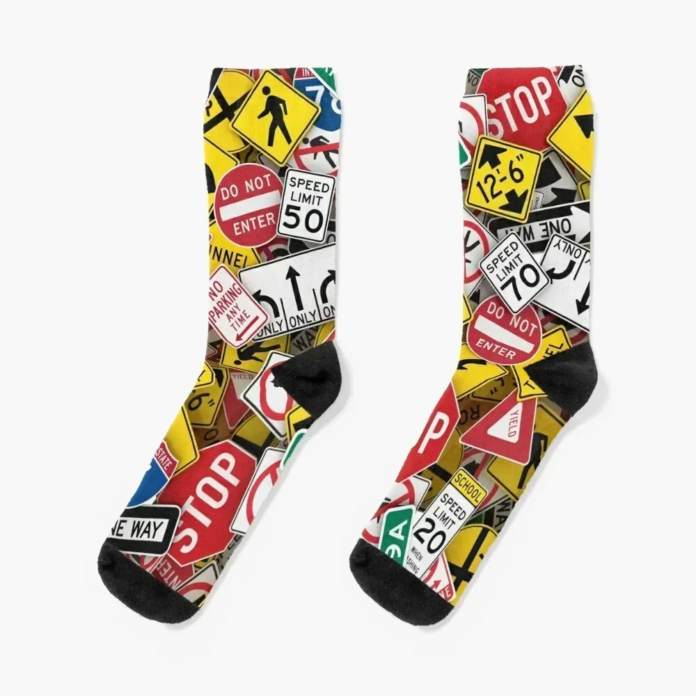 

US Road Signs Driving Instructor Socks colored Novelties Women Socks Men's