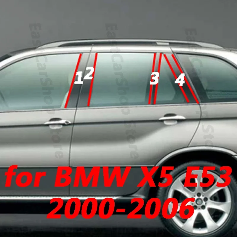 

for BMW X5 E53 2000-2006 Car Door Central Window Middle Column Trim Decoration Strip PC B C Pillar Cover Accessories