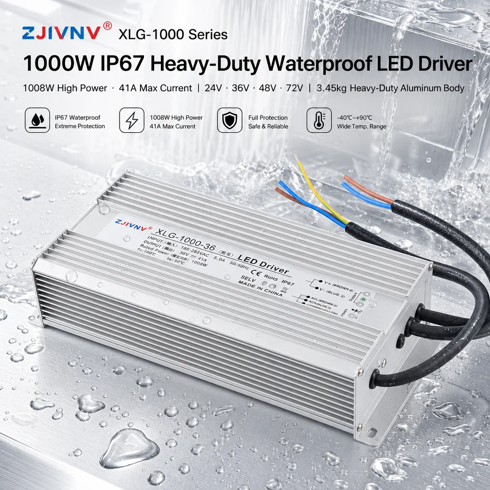IP67 Heavy Duty Waterproof Switching Power Supply 1000W 24V 36V 48V 72V 1KW Aluminum Transformer for Industrial Machine