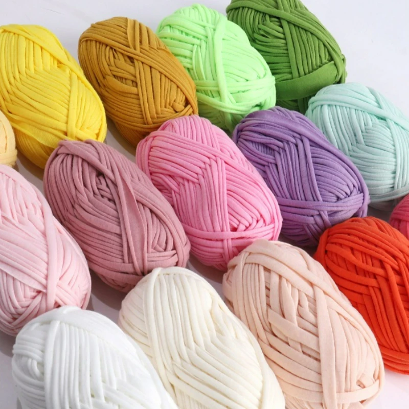 100g T Shirt Knitting Yarn For Crochet Bag Hat Slippers Coaster Blanket Thread Soft Polyester Woven Yarn Thick Soft Cloth Yarn56